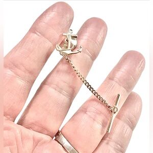 Anchor gold tone tie tack pin